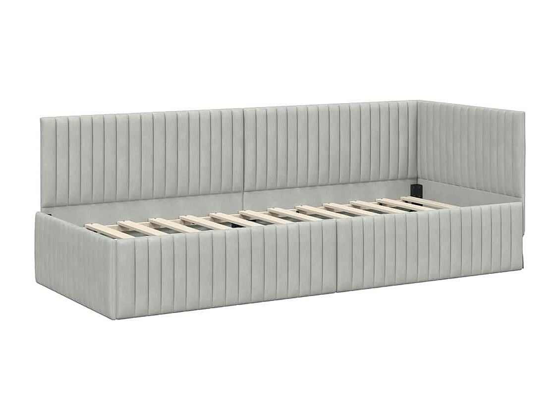 Estructura de cama esquinera Gris claro 80 x 200 cm Terciopelo