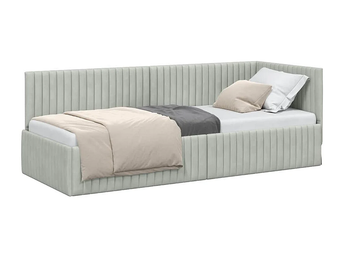 Estructura de cama esquinera Gris claro 80 x 200 cm Terciopelo
