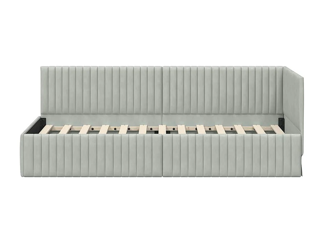 Estructura de cama esquinera Gris claro 80 x 200 cm Terciopelo