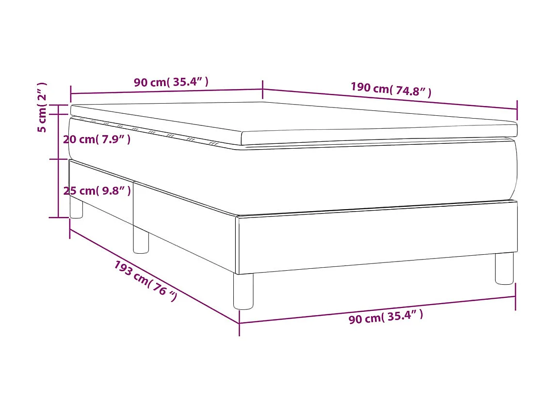 Lattenbodem en matras Donkergrijs 90x190 cm Fluweel