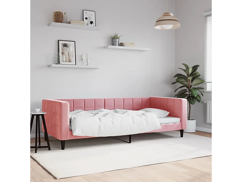 Divano letto senza materasso rosa 90x200 cm velluto