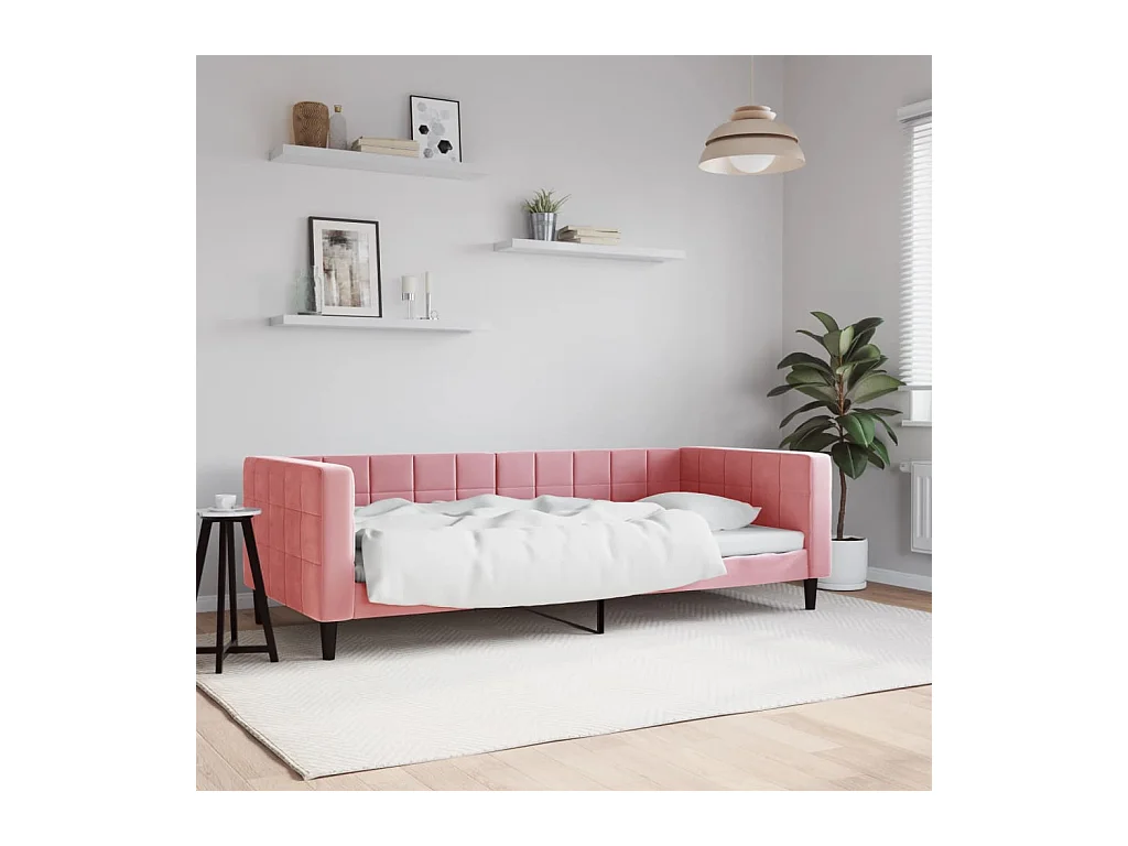 Divano letto senza materasso rosa 90x200 cm velluto