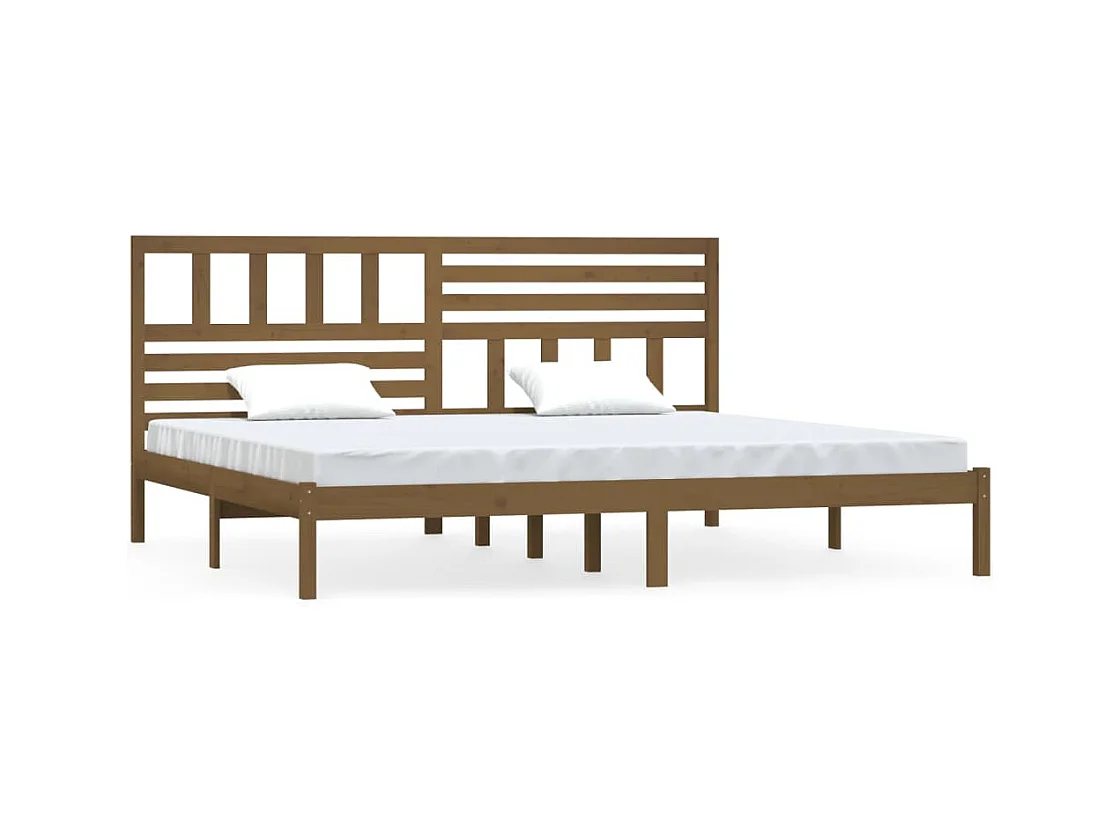 Struttura letto marrone miele senza materasso, legno massello di pino, 200x200cm