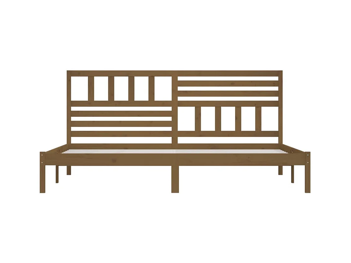 Struttura letto marrone miele senza materasso, legno massello di pino, 200x200cm