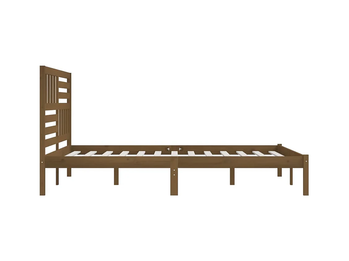 Struttura letto marrone miele senza materasso, legno massello di pino, 200x200cm