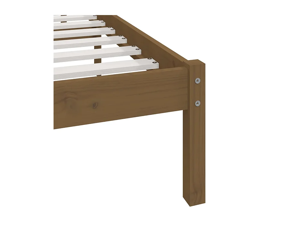 Struttura letto marrone miele senza materasso, legno massello di pino, 200x200cm