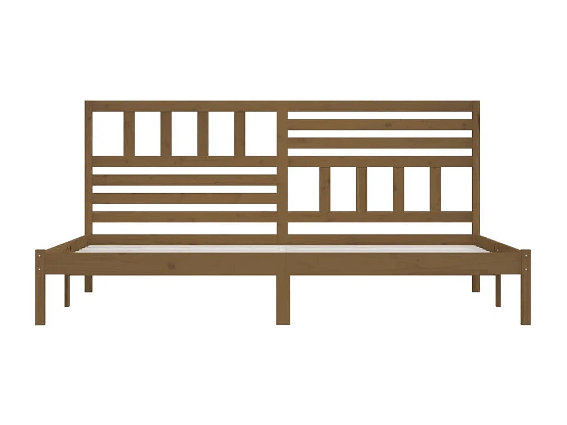 Struttura letto marrone miele senza materasso, legno massello di pino, 200x200cm