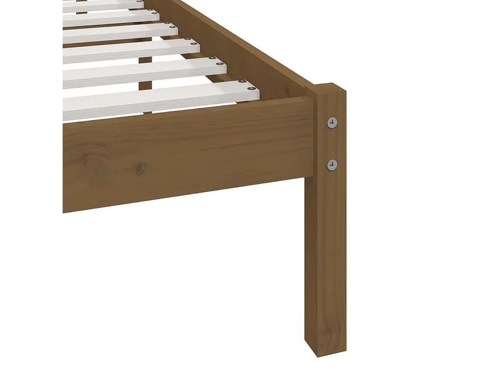 Struttura letto marrone miele senza materasso, legno massello di pino, 200x200cm