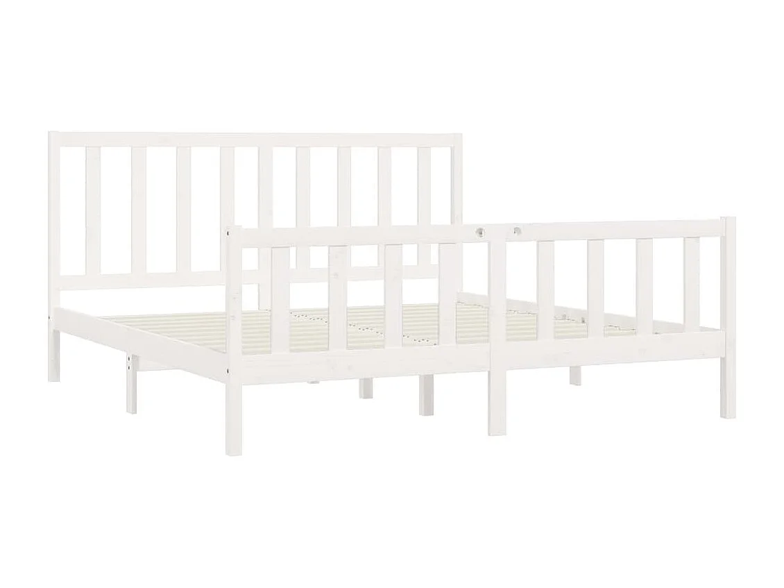 Cadre de lit sans matelas blanc 200x200 cm bois massif