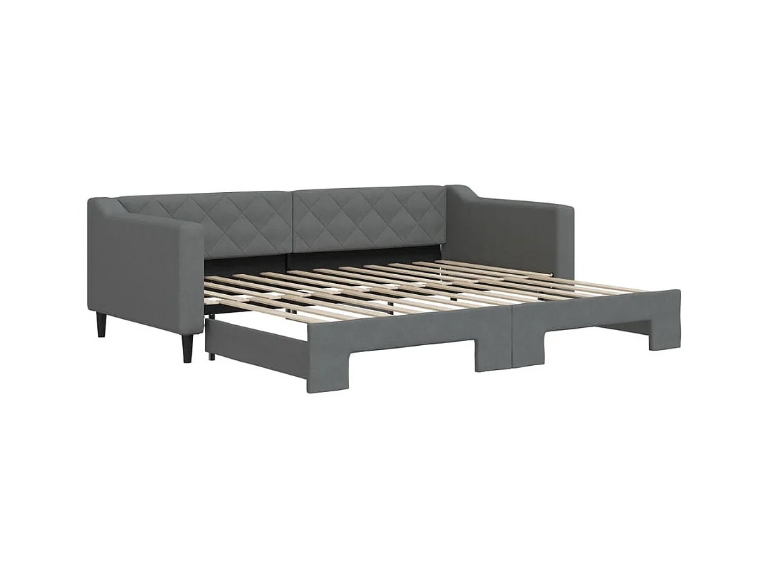 Dagbed met onderschuifbed zonder matras donkergrijs 90x200 cm