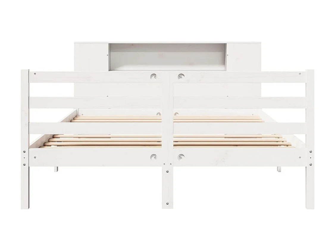 Lit bibliothèque sans matelas blanc 140x190 cm bois pin massif