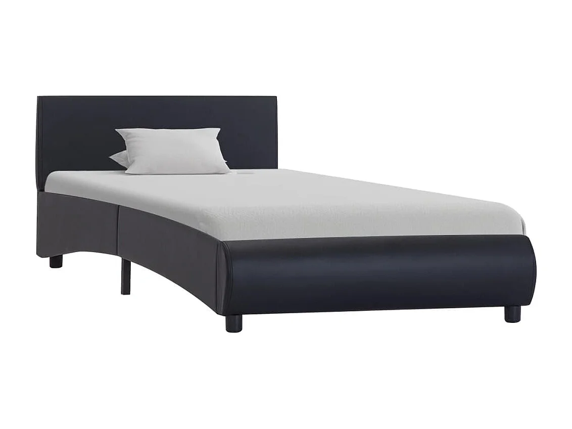 Estructura de cama con LED sin colchón polipiel negra 90x200 cm