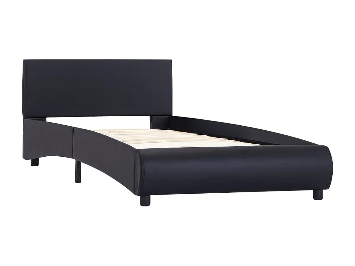 Estructura de cama con LED sin colchón polipiel negra 90x200 cm