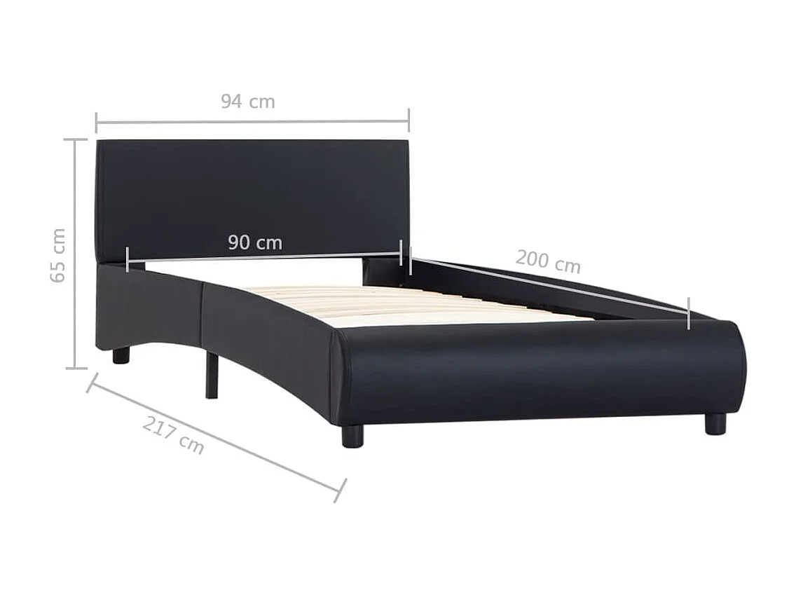 Estructura de cama con LED sin colchón polipiel negra 90x200 cm