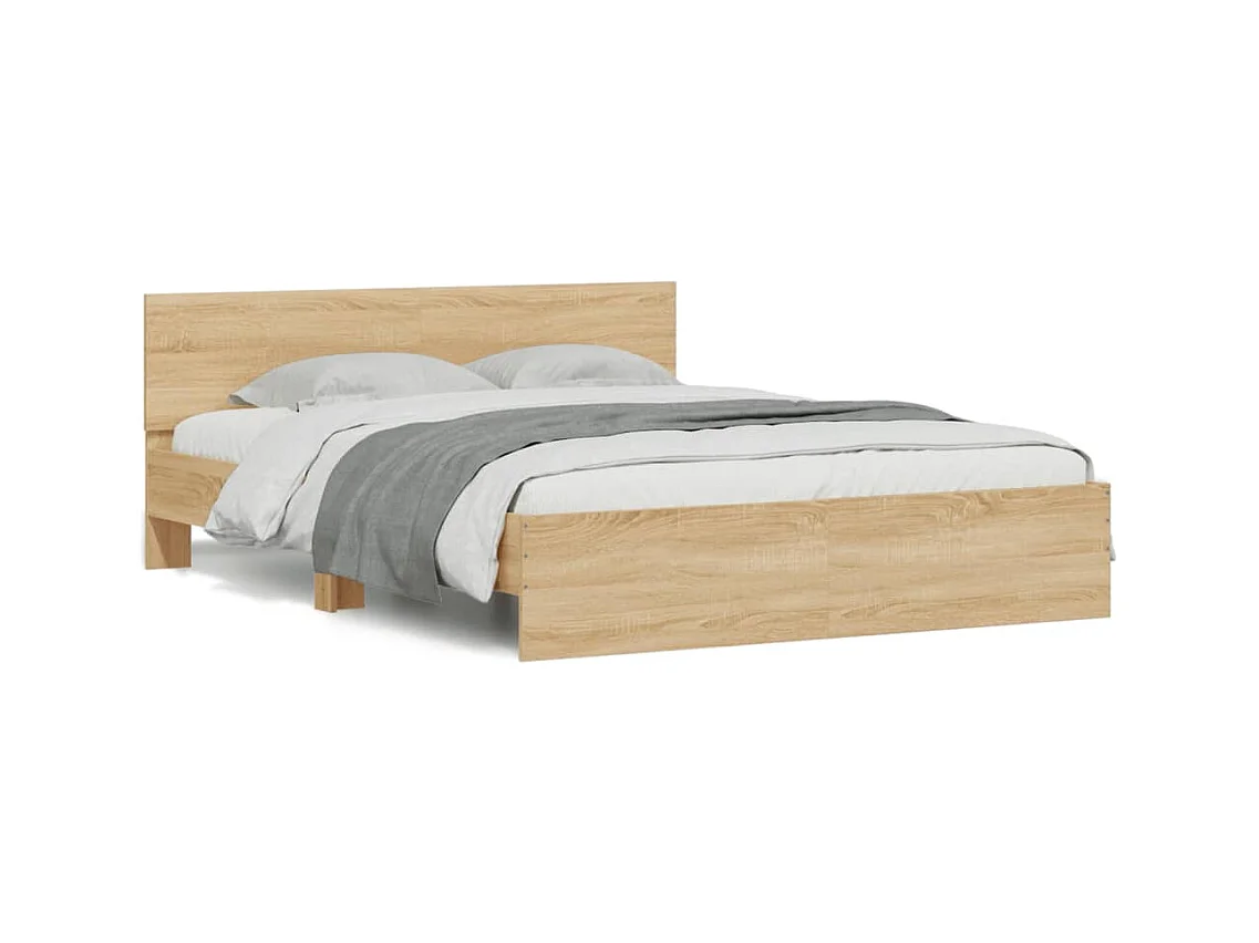 Bedframe met LED zonder matras Sonoma eiken 150x200 cm