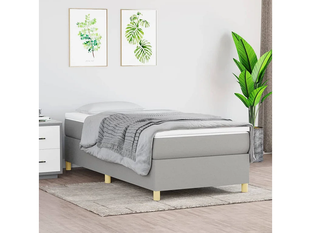 Sommier à lattes de lit avec matelas Gris clair 80x200 cm Tissu