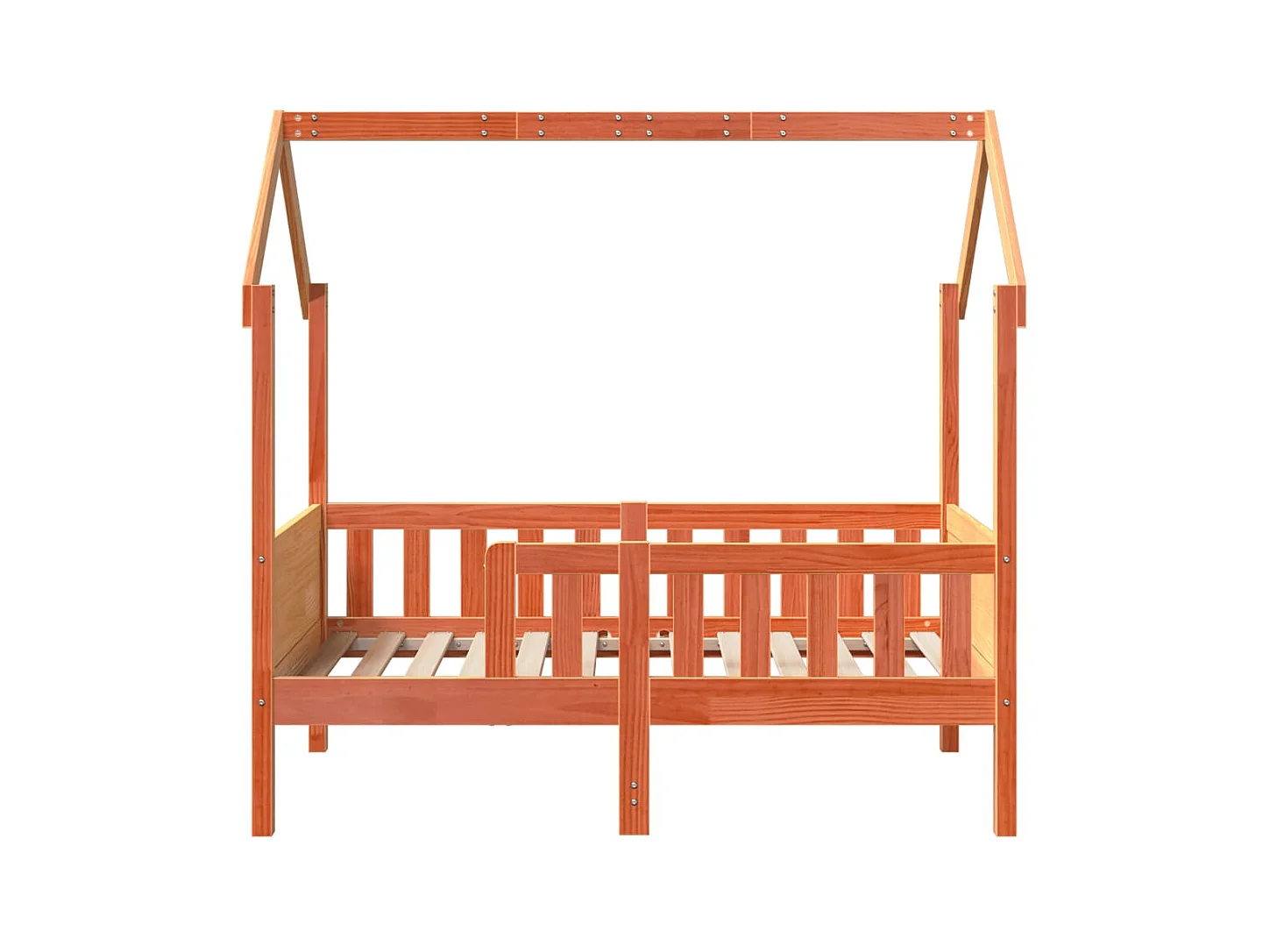 Struttura letto per bambini a forma di casa senza materasso in pino