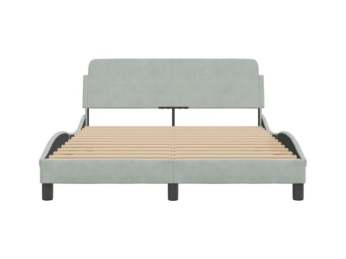 Cadre de lit sans matelas gris clair 140x200 cm velours