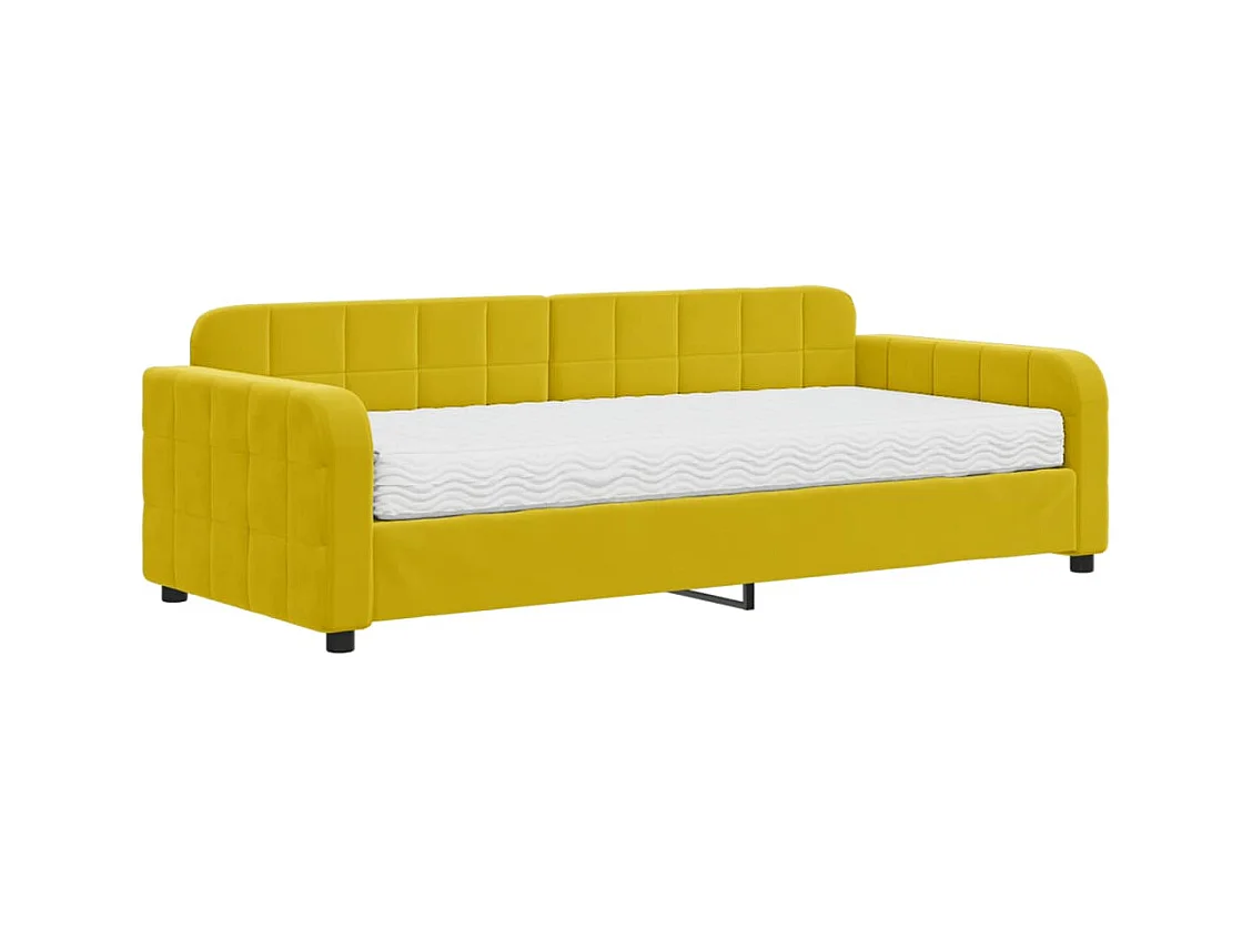 Dagbed met gele fluwelen matras van 90x200 cm