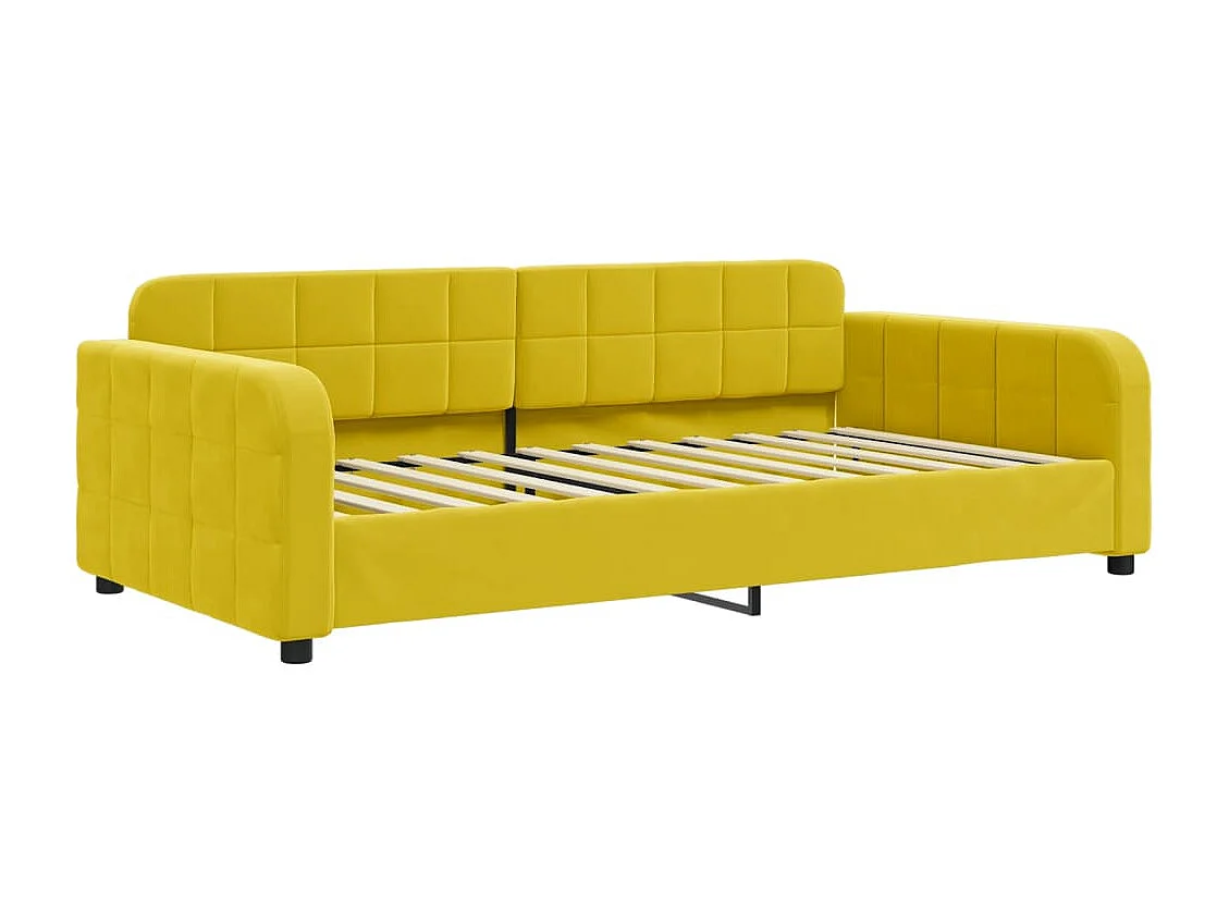 Divano letto con materasso in velluto giallo 90x200 cm