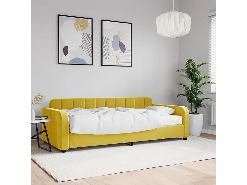 Tagesbett mit gelber 90x200 cm Samtmatratze