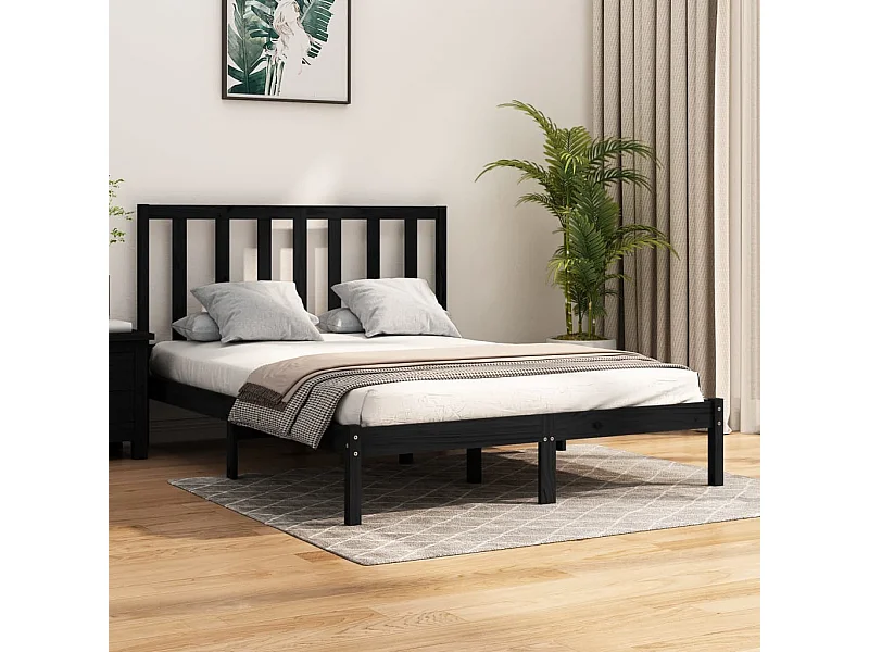 Struttura letto senza materasso in legno massello di pino nero 140x190 cm