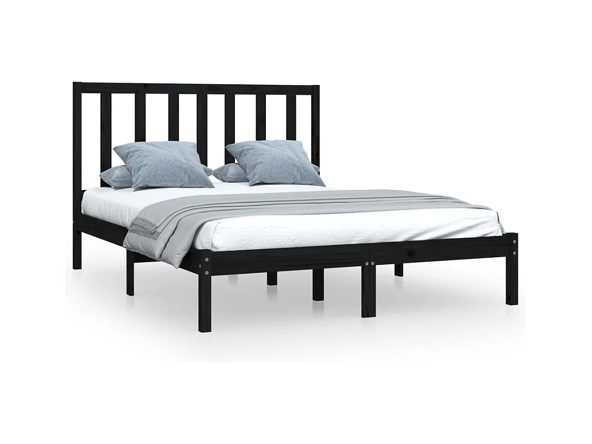 Struttura letto senza materasso in legno massello di pino nero 140x190 cm