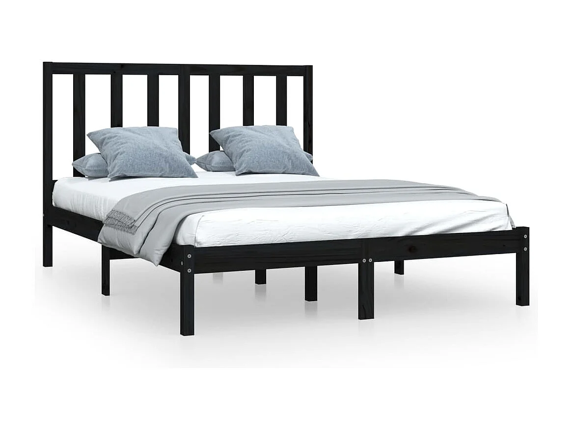 Bedframe zonder matras zwart massief grenenhout 140x190 cm