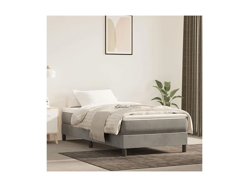 Sommier à lattes de lit et matelas Gris clair 90x200 cm Velours