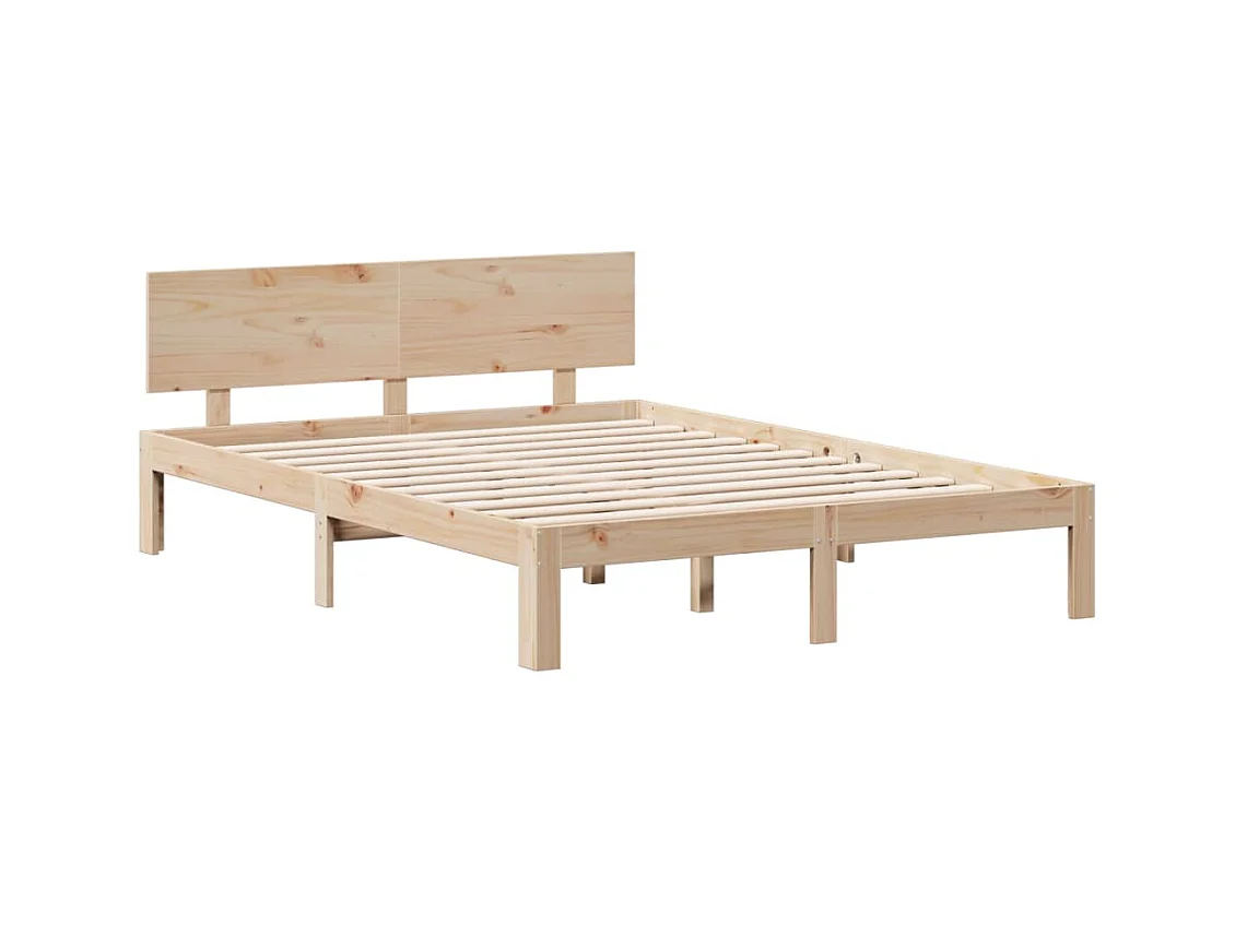 Lit bibliothèque sans matelas 140x200 cm bois massif de pin