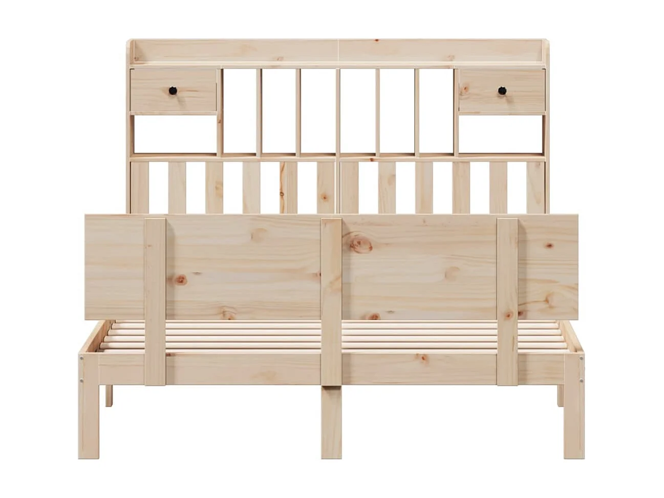 Lit bibliothèque sans matelas 140x200 cm bois massif de pin
