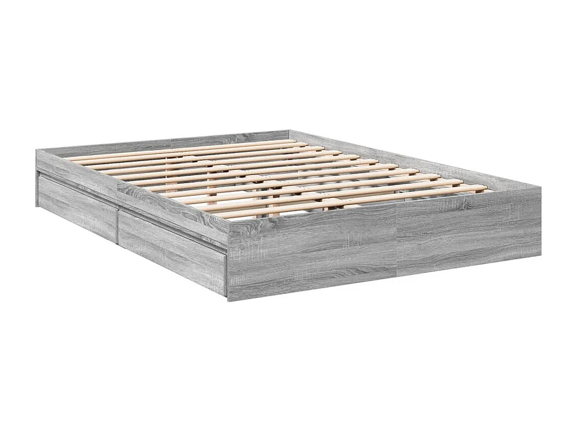 Estructura de cama con cajones sin colchón Sonoma gris 160x200 cm