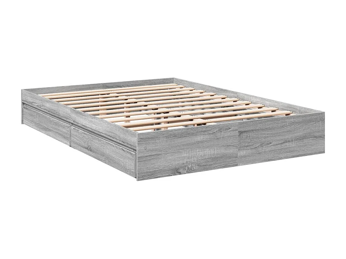 Cadre de lit avec tiroirs sans matelas sonoma gris 160x200 cm