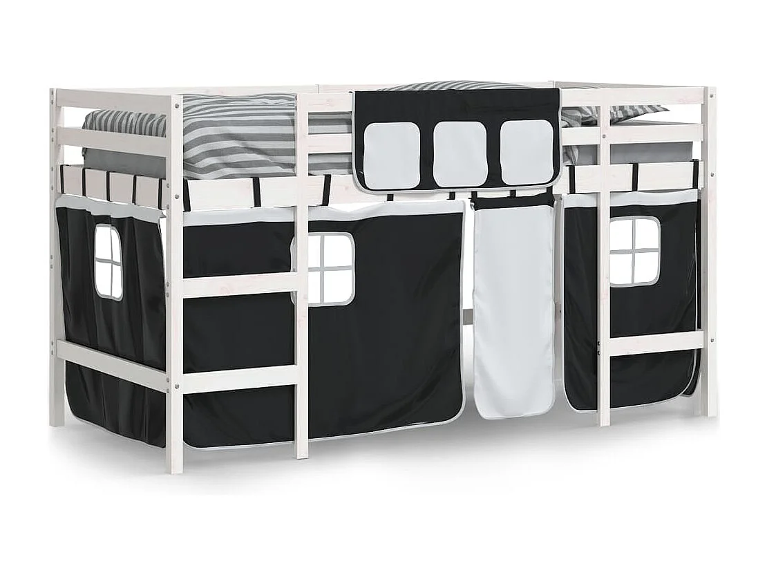 Kinderhoogslaper met gordijnen zonder matras 90x190 cm