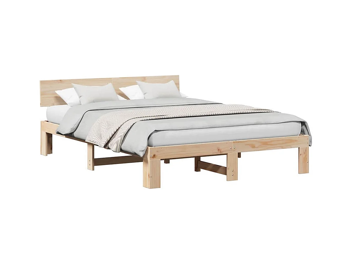 Bettgestell 150 x 200 cm, Kiefer massiv, Braun