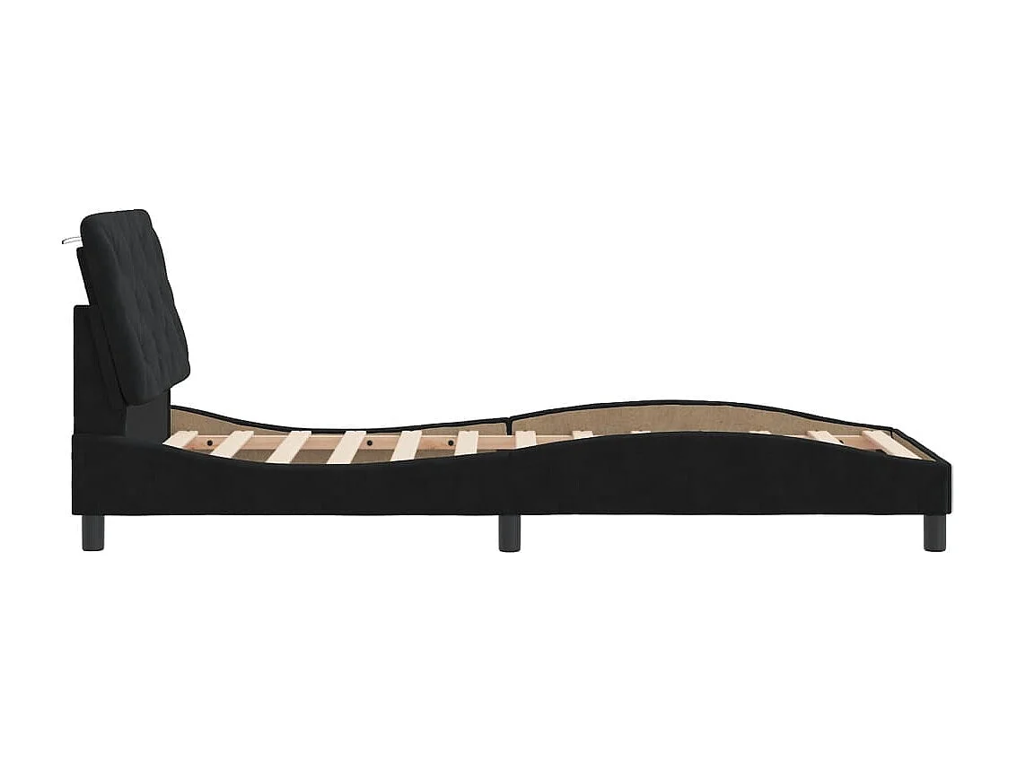 Estructura de cama sin colchón terciopelo negro 80x200 cm