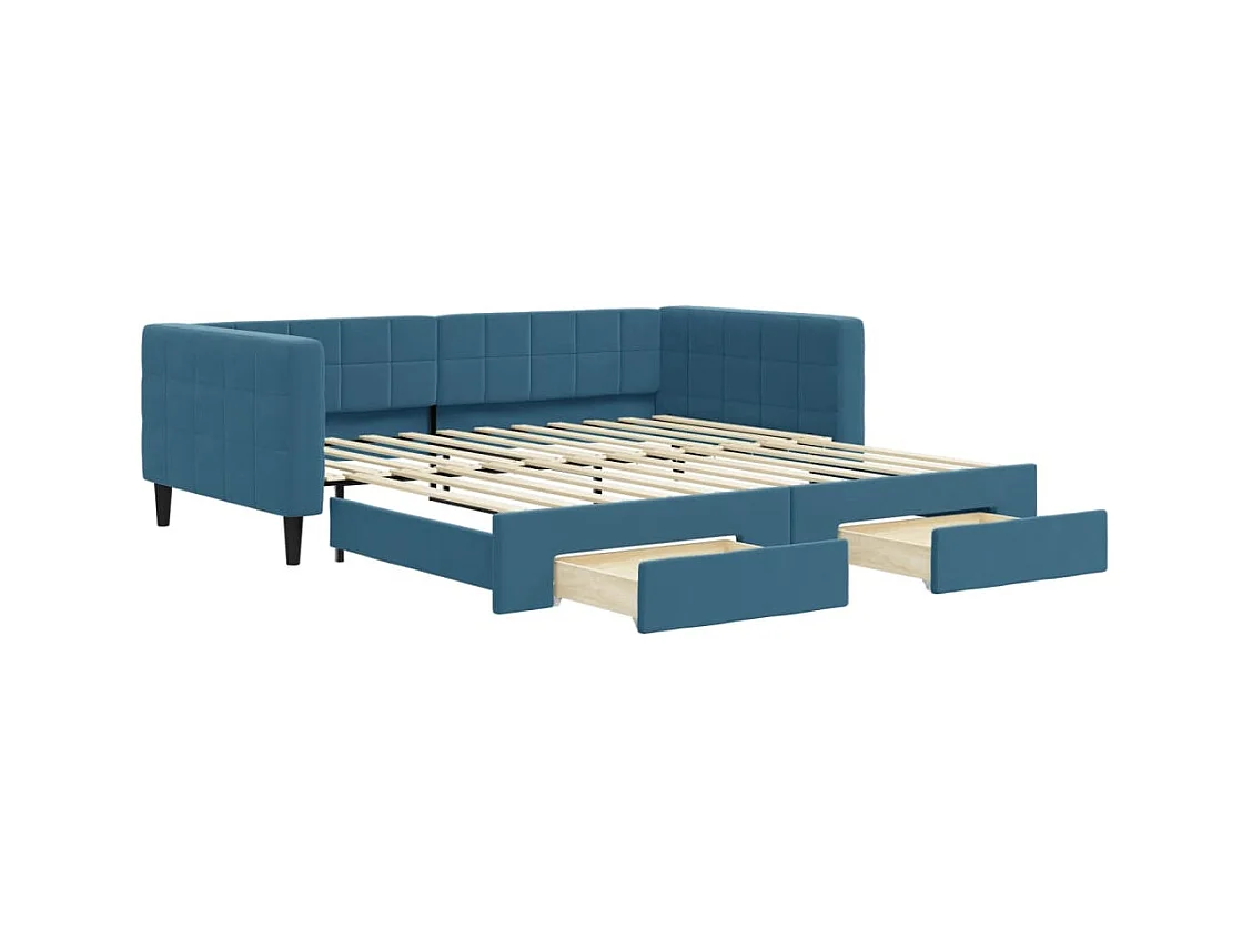 Dagbed met onderschuifbed en lades zonder matras blauw 100x200cm