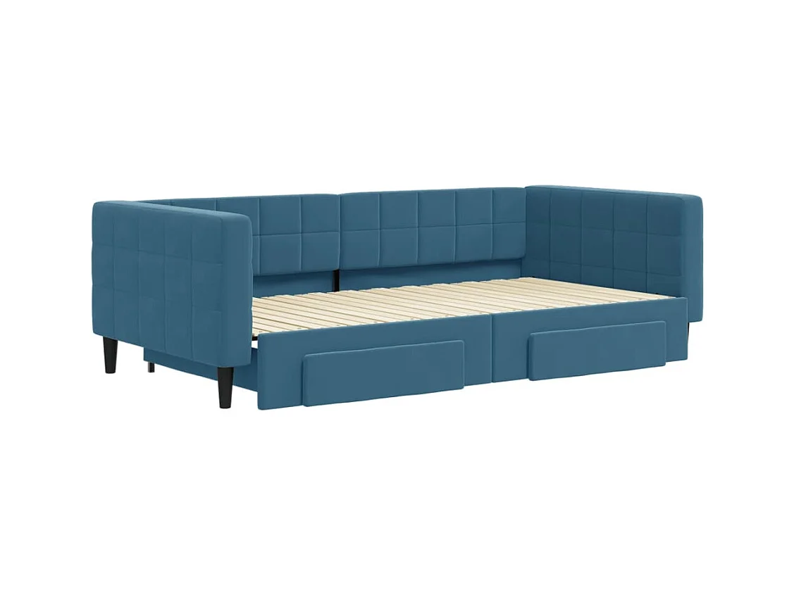 Dagbed met onderschuifbed en lades zonder matras blauw 100x200cm