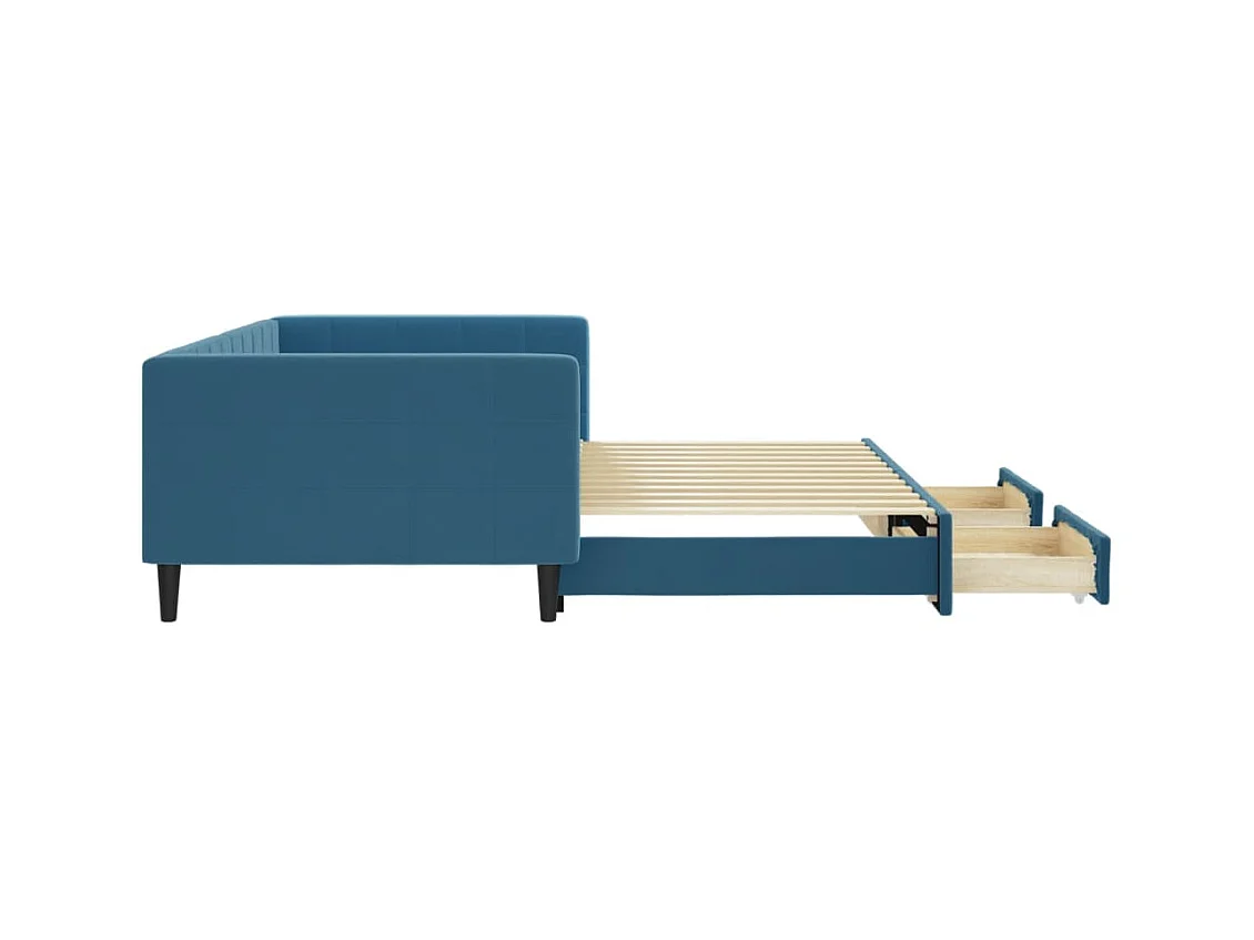 Dagbed met onderschuifbed en lades zonder matras blauw 100x200cm