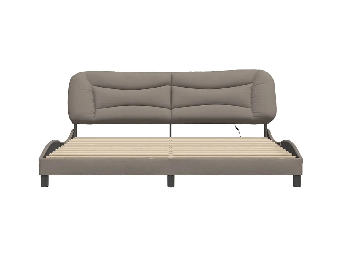 Struttura letto con LED senza materasso in tessuto tortora 200x200 cm