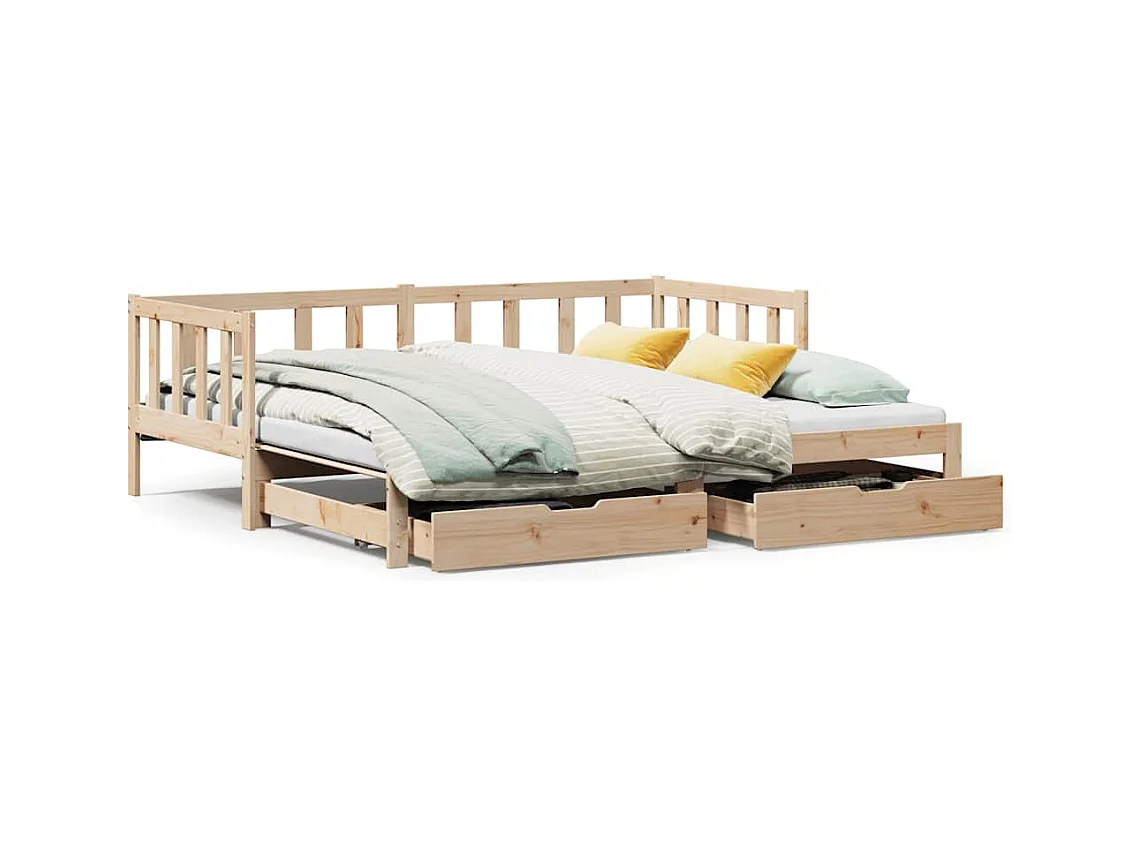 Cama de día con nido y cajones sin colchón 90x190 cm