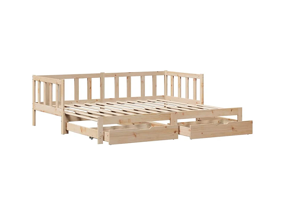 Cama de día con nido y cajones sin colchón 90x190 cm