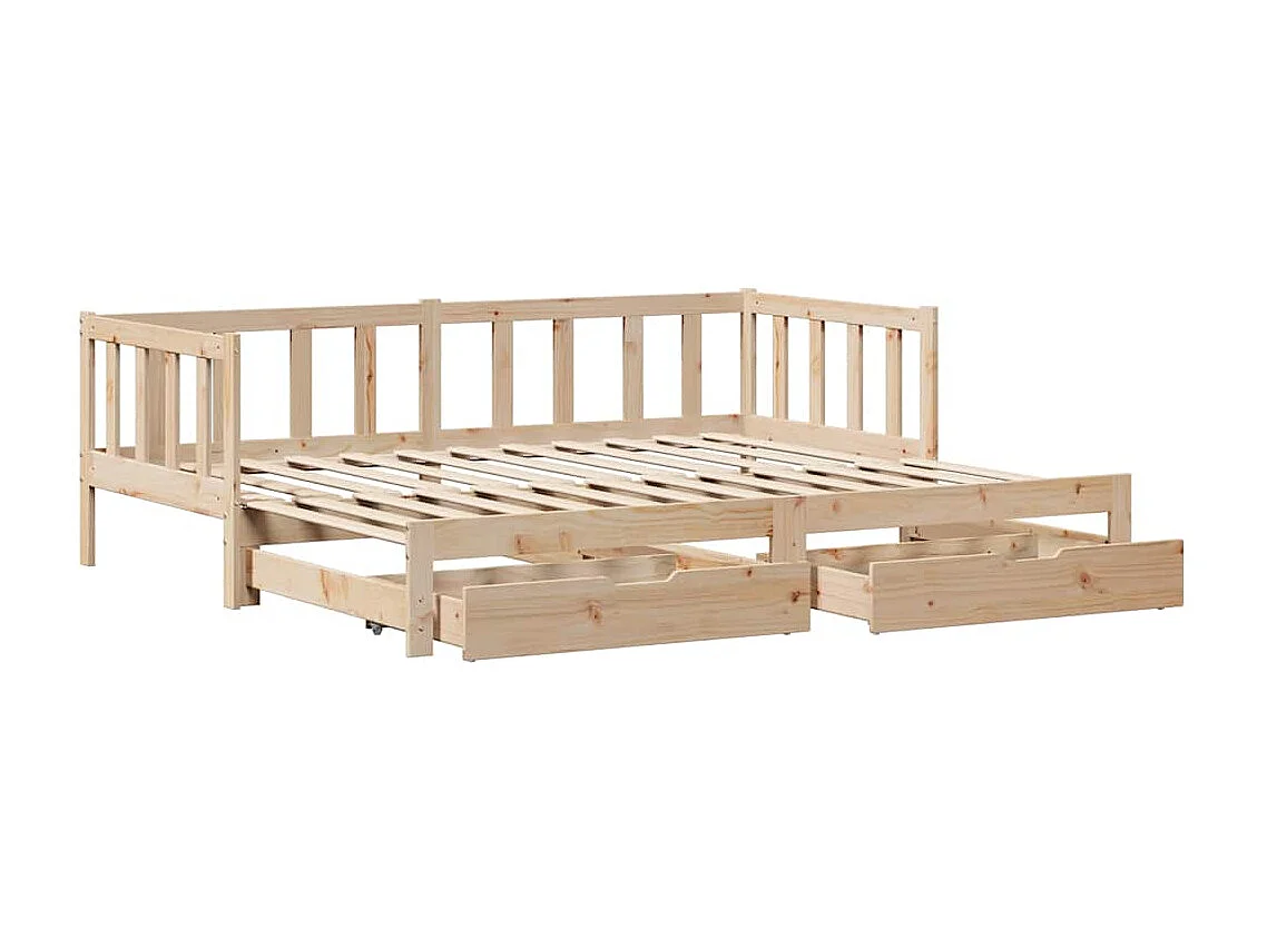 Cama de día con nido y cajones sin colchón 90x190 cm