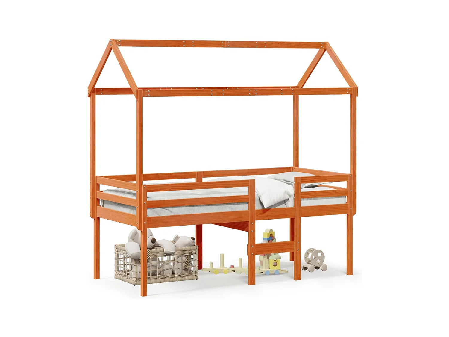 Cama superior sin colchón marrón cera 90x190 cm madera maciza de pino