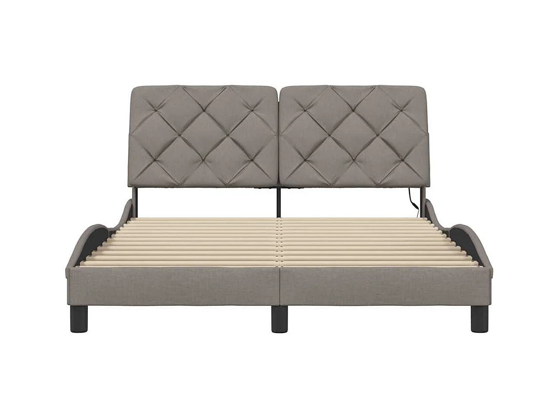 Bedframe met LED zonder matras taupe 120x200 cm stof