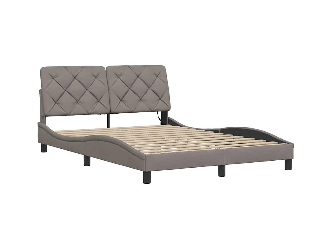 Bedframe met LED zonder matras taupe 120x200 cm stof