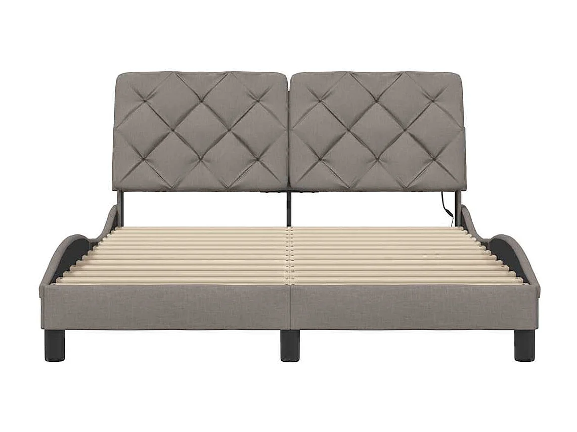 Cadre de lit avec LED sans matelas taupe 120x200 cm tissu