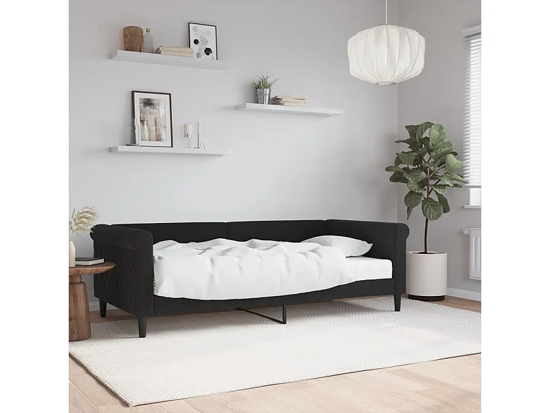 Lit de jour avec matelas noir 90x190 cm velours
