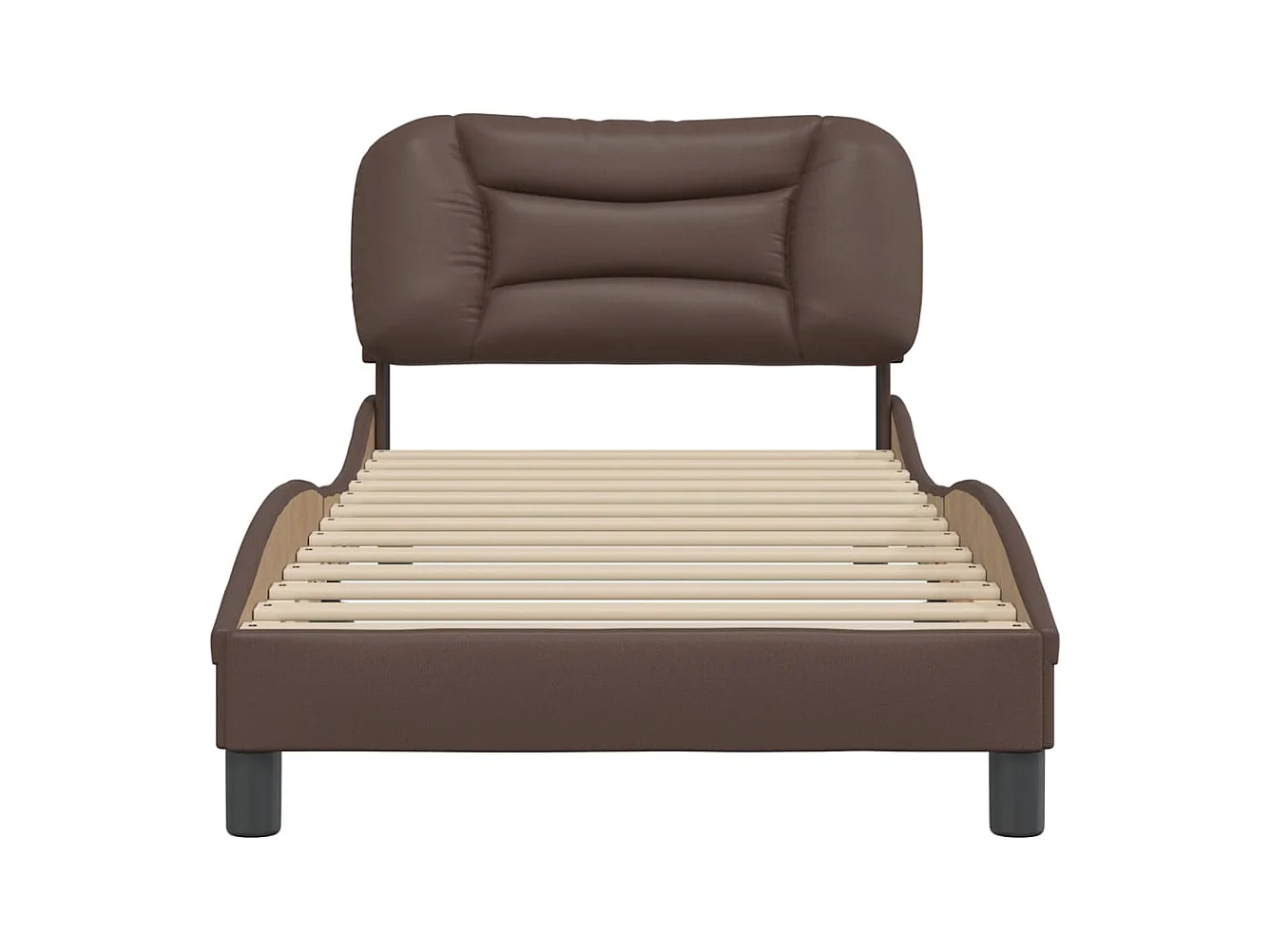 Braunes Bettgestell ohne Matratze 90x190 cm Kunstleder