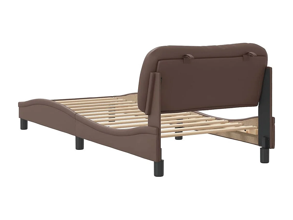 Struttura letto marrone senza materasso 90x190 cm in similpelle